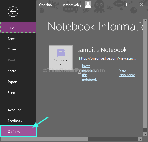 خيارات Onenote
