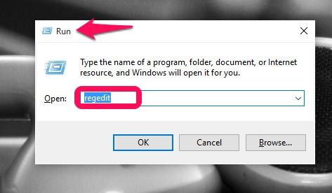 koşudan regedit