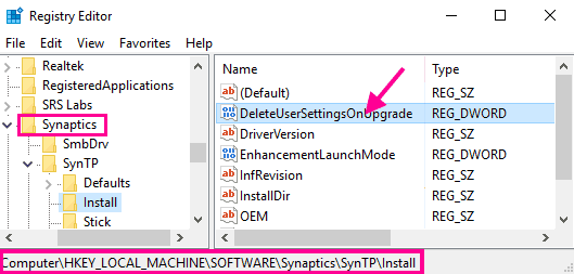 Regedit Corrige le problème du pilote Snaptics Smbus